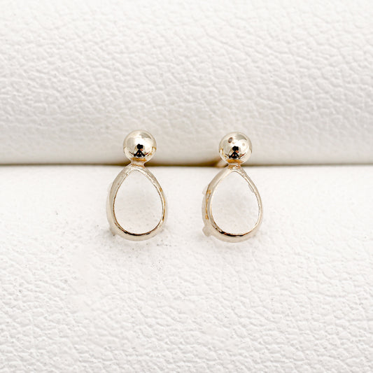 【空枠】4x3ペアシェイプ カボション x 2ピース 覆輪 ピアス | wkae124