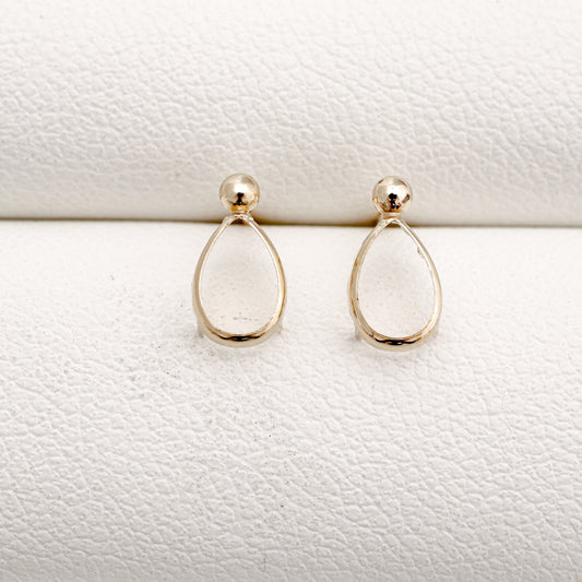 【空枠】6x4ペアシェイプ カボション x 2ピース 覆輪 ピアス | wkae125