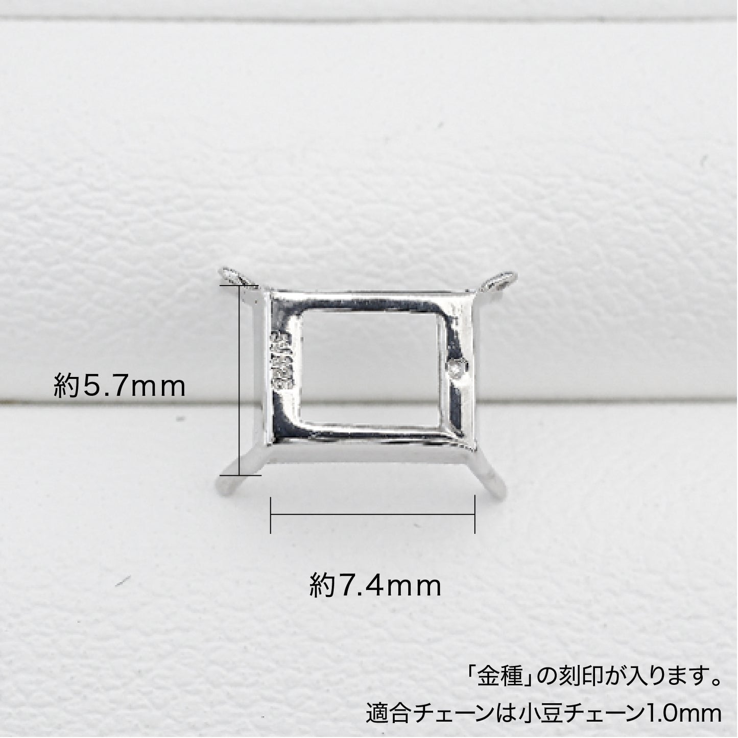 【空枠】8x6オクタゴン チェーン付き4本爪ペンダント横 | wkco-19P-yoko