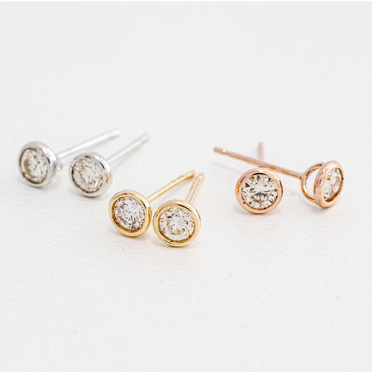 覆輪ダイヤモンドスタッドピアス 0.26ct | ae-9-2