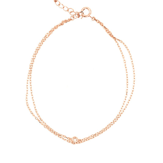 天然ダイヤモンド小豆チェーン2連ブレスレット アジャスター付き | ae15