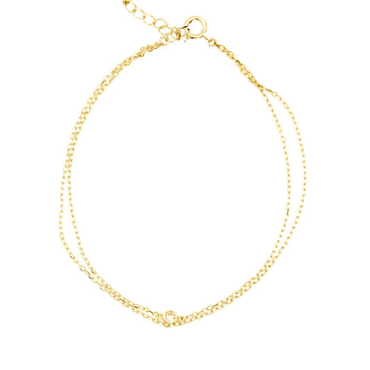 天然ダイヤモンド小豆チェーン2連ブレスレット アジャスター付き | ae15