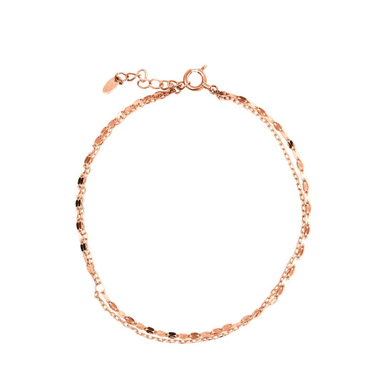 フラワー&小豆チェーン2連ブレスレット アジャスター付き | bfw025baz024