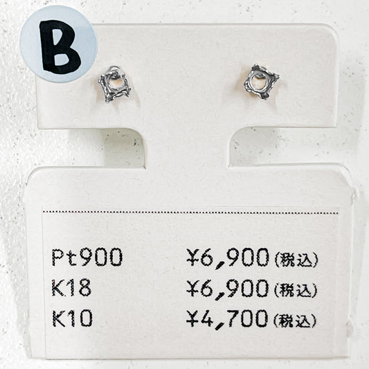 【B】【インスタライブ】空枠 3.0mm丸 4本爪スタッドピアス K10ホワイトゴールド 1ペア（0.10ct x 2） | gen-wkae24-k10wg