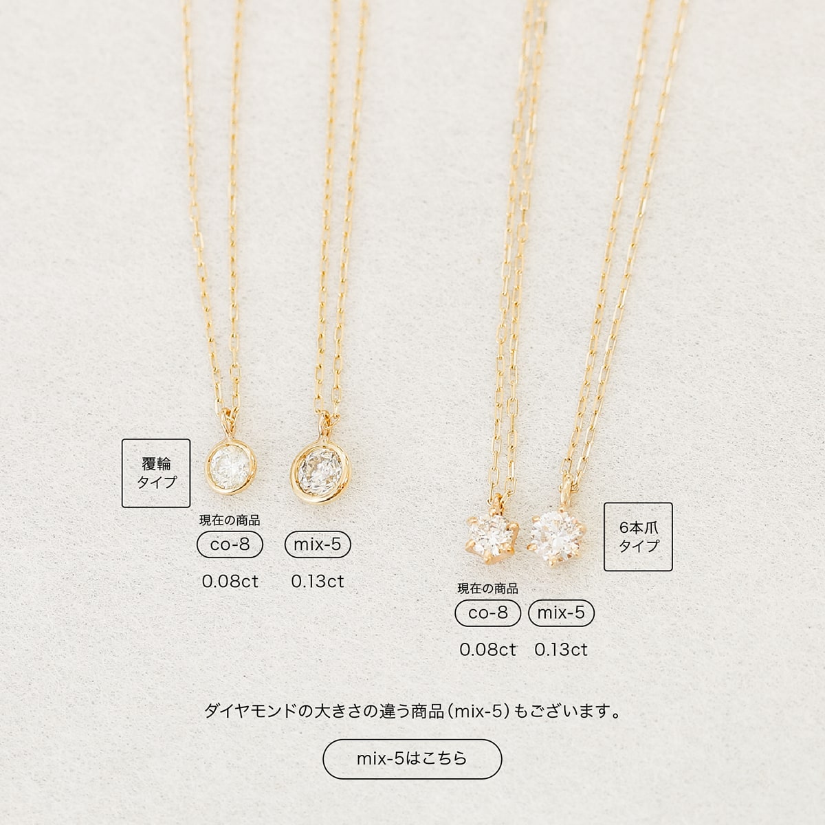 ネックレス１粒ダイヤモンド0.08ct　K18PG