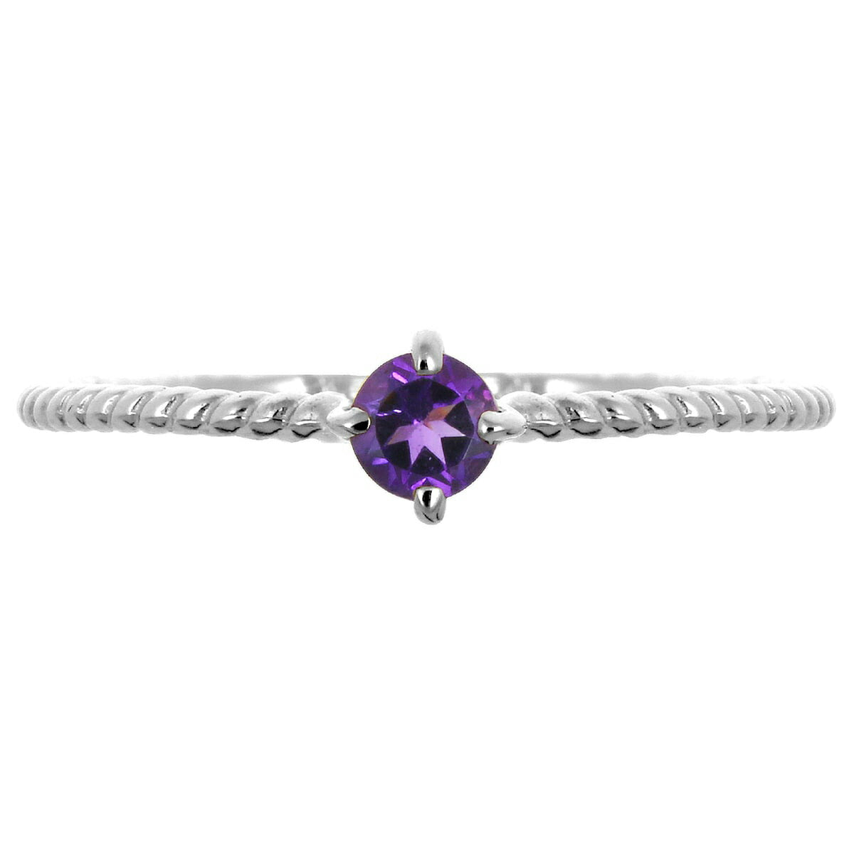 アメシスト(紫水晶) 指輪 クロス ジュエリー 1粒 石 白金（プラチナ）900 2月誕生石
